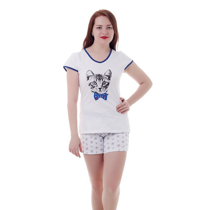 Пижама женская (футболка, шорты) W SC103, принт Коты, р-р 50