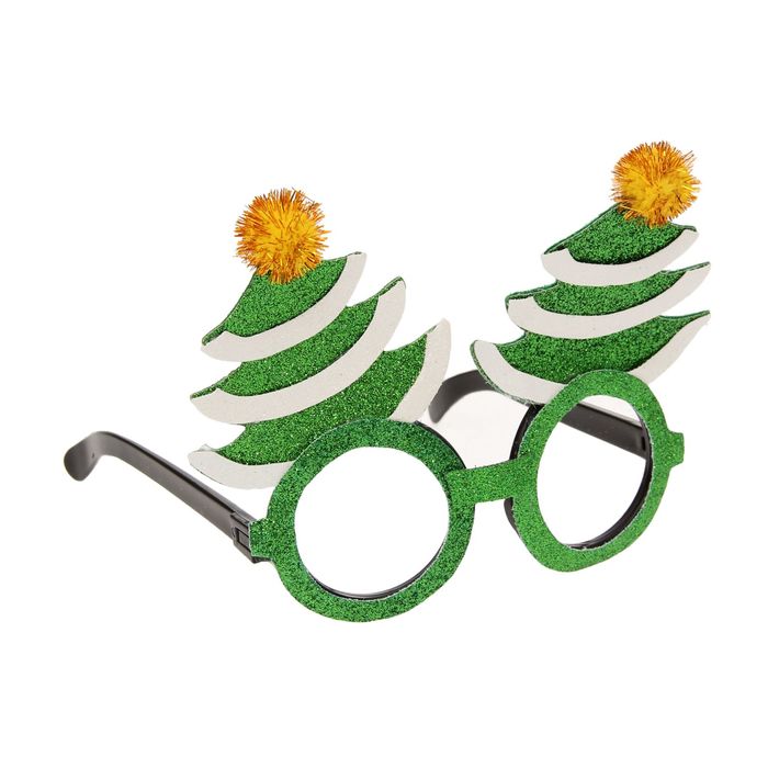 Карнавальные очки "Ёлочка", зелёная оправа