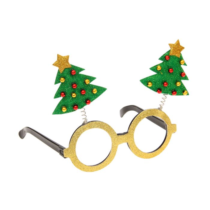 Карнавальные очки "Ёлочка", золотая оправа