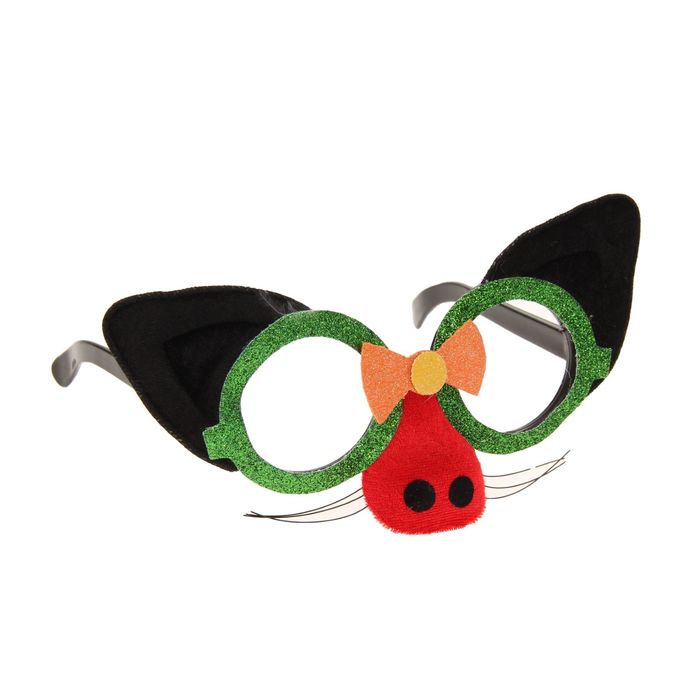Очки карнавальные "Кошка", красный нос