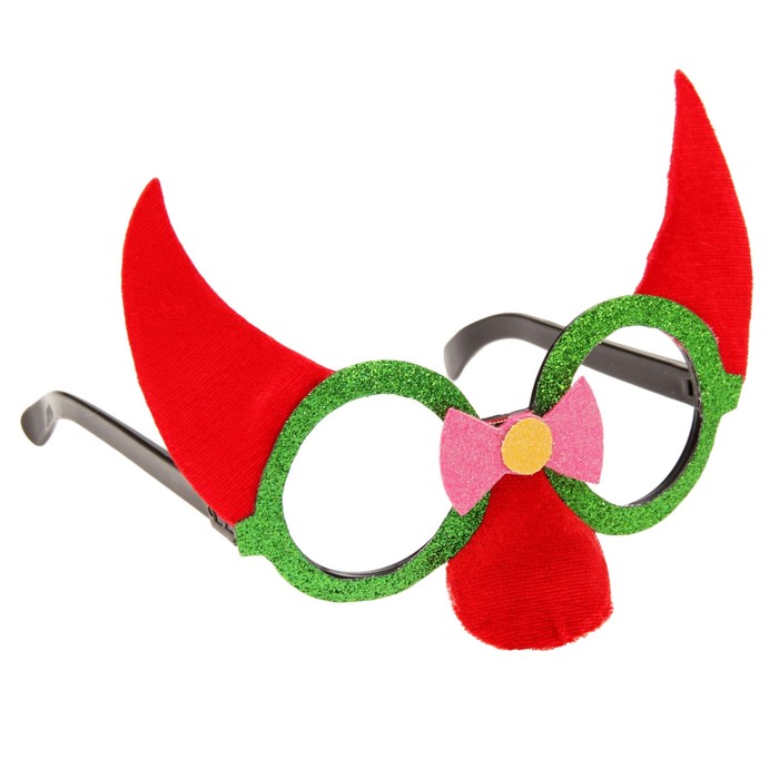 Очки карнавальные "Чертик", зеленая оправа