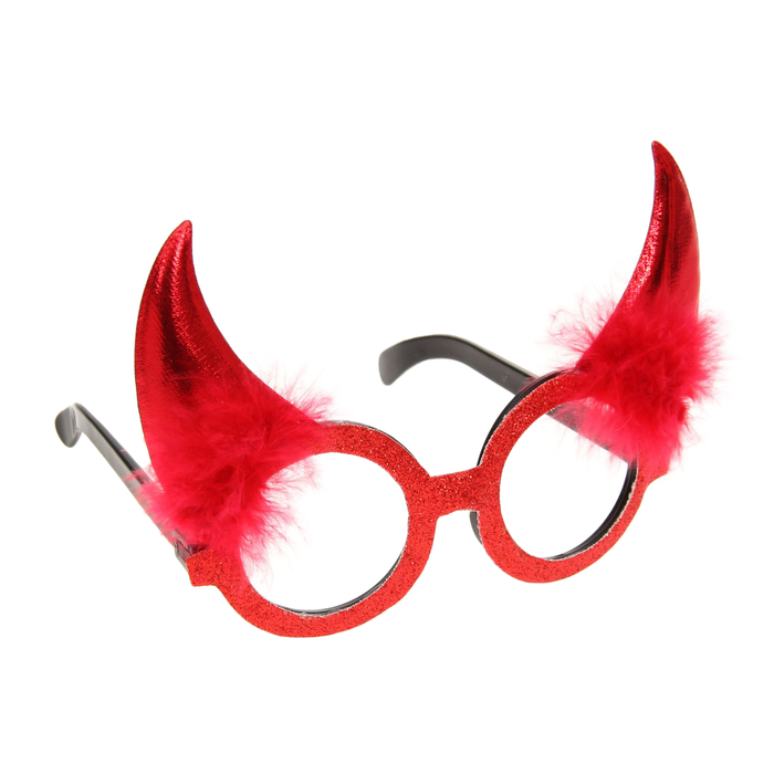 Очки карнавальные "Чертик", с красным пушком