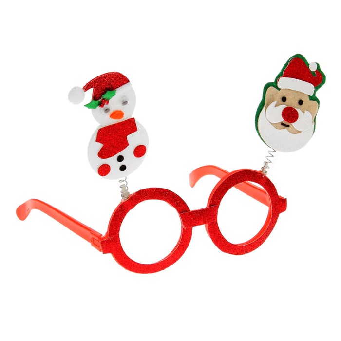 Карнавальные очки "Снеговики", красная оправа