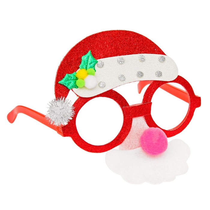 Карнавальные очки "Дедушка Мороз", розовый нос