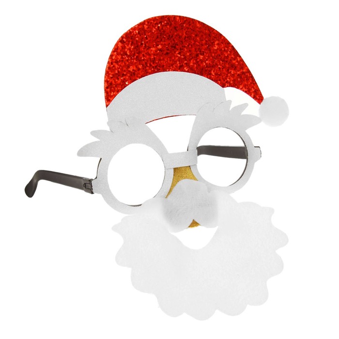 Карнавальные очки "Дедушка Мороз", красный колпак