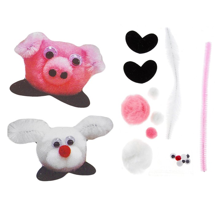 Набор для творчества "Наклейка зайчик, свинка" 2 шт