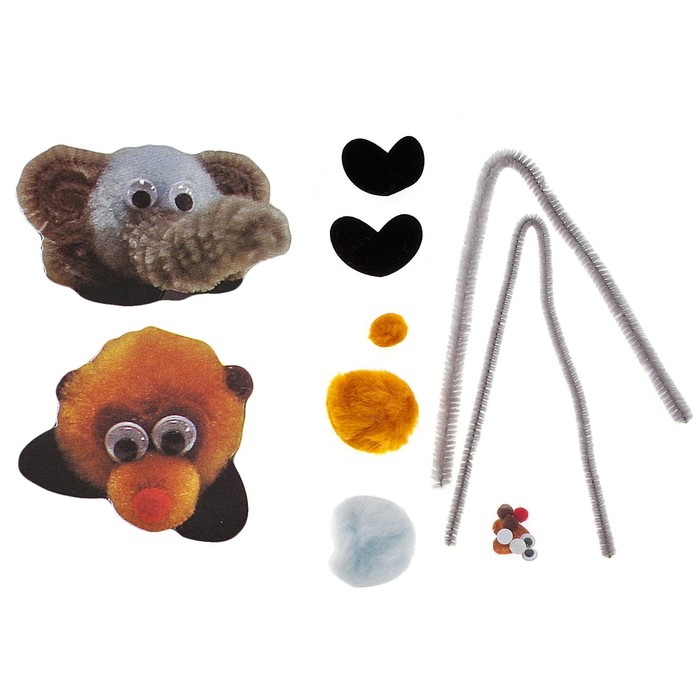 Набор для творчества "Наклейка- мишка, слоник" 2 шт