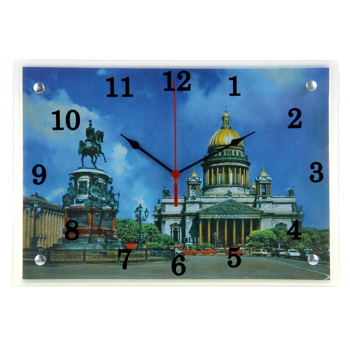 Часы настенные прямоугольные "Исаакиевский Собор и Медный Всадник", 25х35 см микс