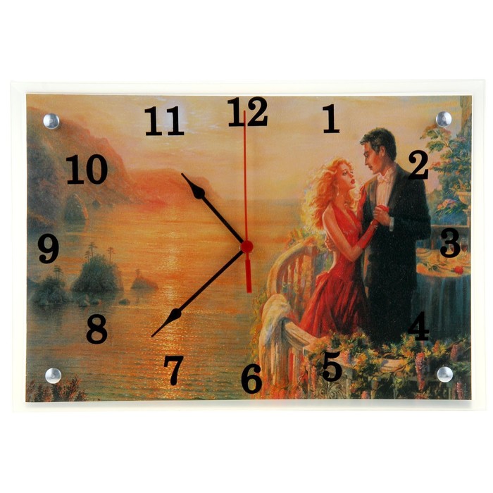 Часы настенные прямоугольные "Влюбленные над морем", 25х35 см микс