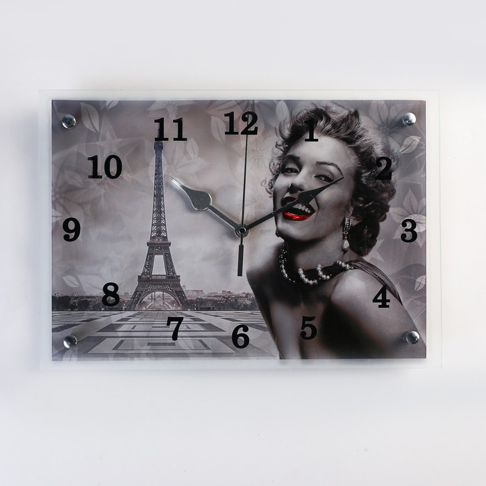 Часы настенные, серия: Город, Мэрилин Монро в Париже, 25х35 см