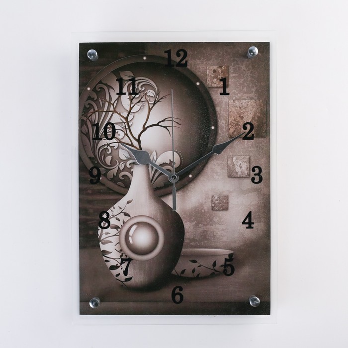 цена Часы настенные, серия: Интерьер, Серая ваза, 25х35 см