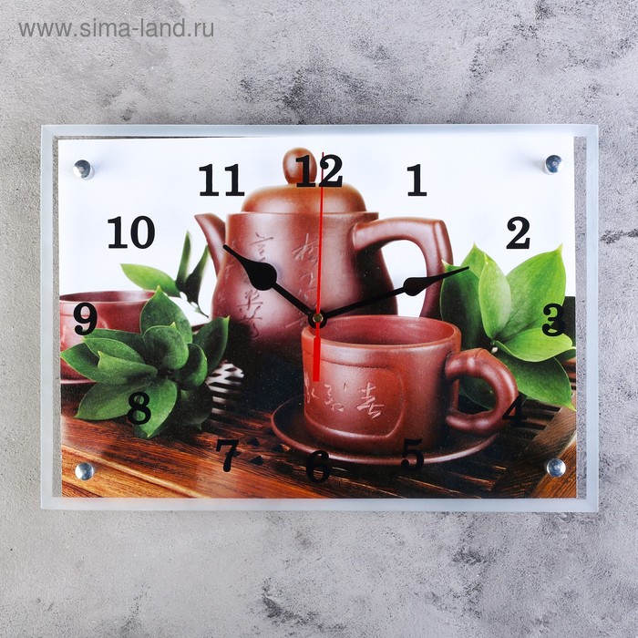 Часы-картина настенные, серия: Интерьер, Японский чайный набор, 25х35 см