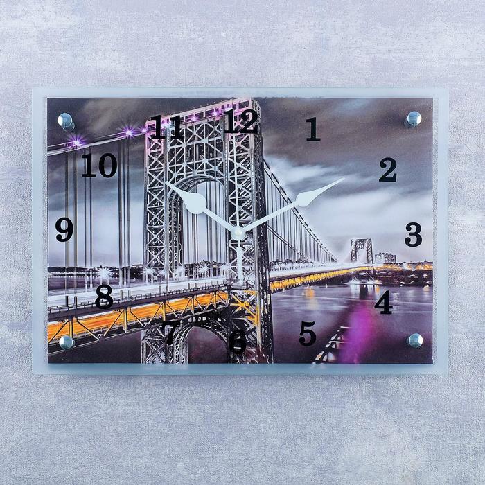Часы настенные, серия: Город, "Мост подвесной", 25х35 см
