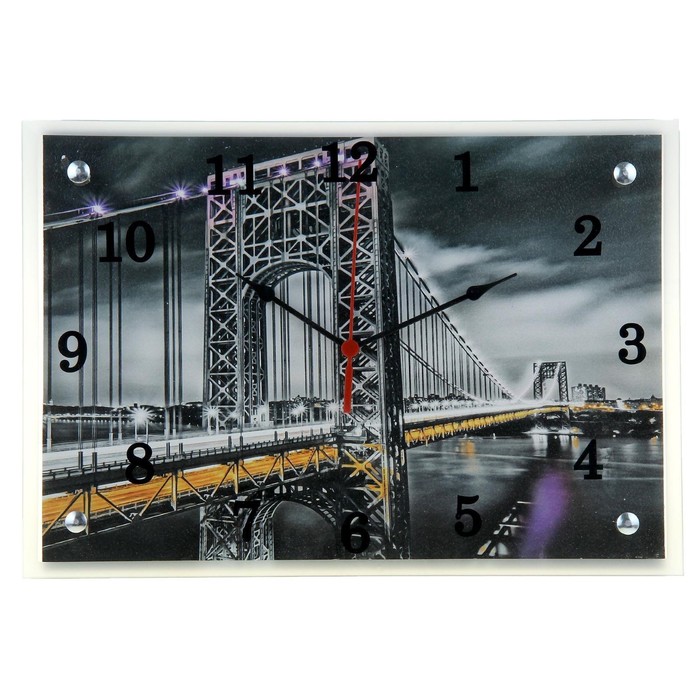 часы картина настенные серия город бруклинский мост 50 х 100 см Часы-картина настенные, серия: Город, Мост подвесной, 25х35 см