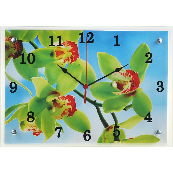 Часы настенные прямоугольные "Орхидея", 25х35 см