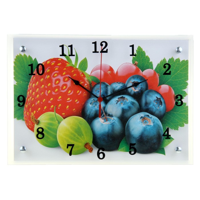 Часы настенные прямоугольные "Садовые ягоды", 25х35 см микс