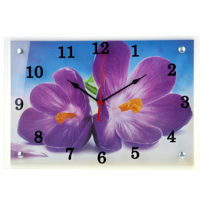 Часы настенные прямоугольные "Фиолетовые цветы", 25х35 см