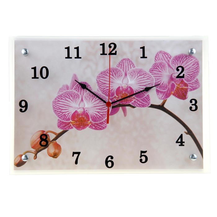 Часы настенные прямоугольные "Веточка орхидеи", 25х35 см микс