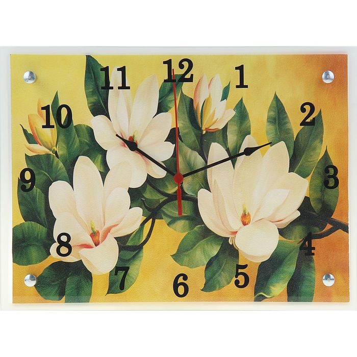 Часы настенные прямоугольные "Цветы на ветке", 25х35 см
