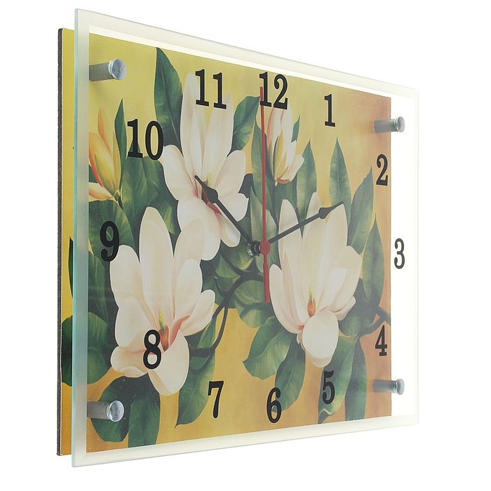 Часы настенные прямоугольные "Цветы на ветке", 25х35 см