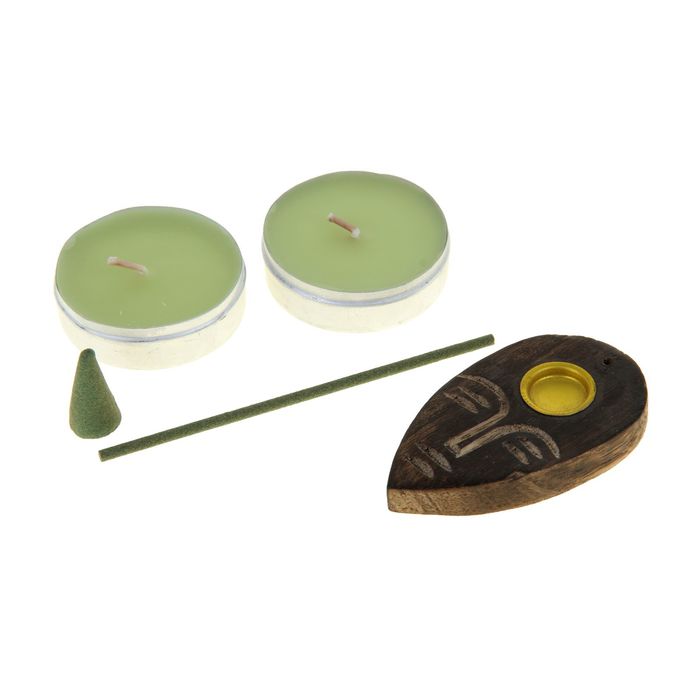 Набор 30 палочек Масала, 16 конусов, 2 свечи, подставка Грейпфрут