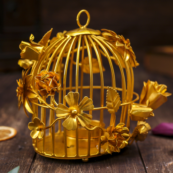Подсвечник на 1 свечу "Золотая клетка"