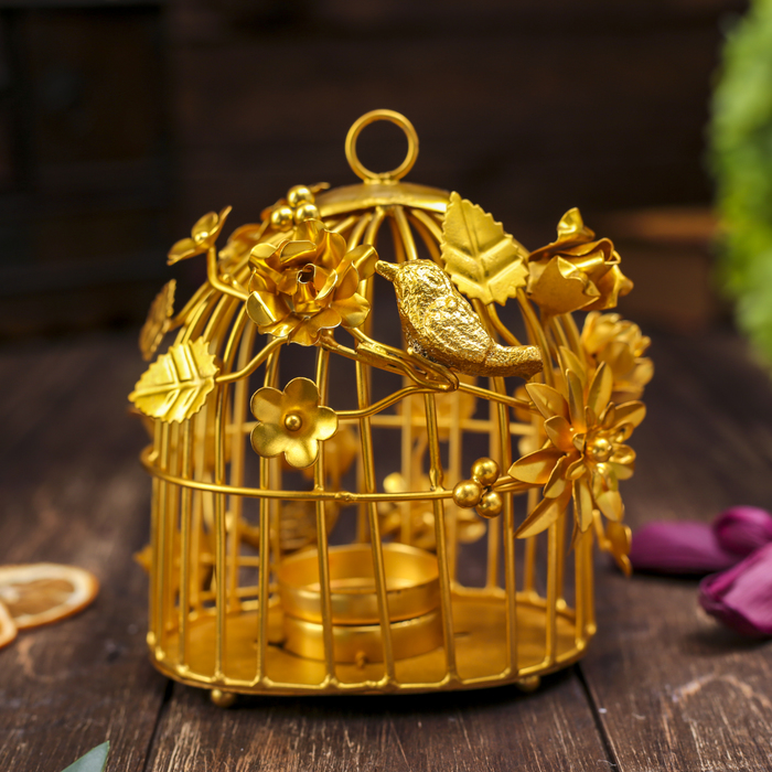 Подсвечник на 1 свечу "Золотая клетка"