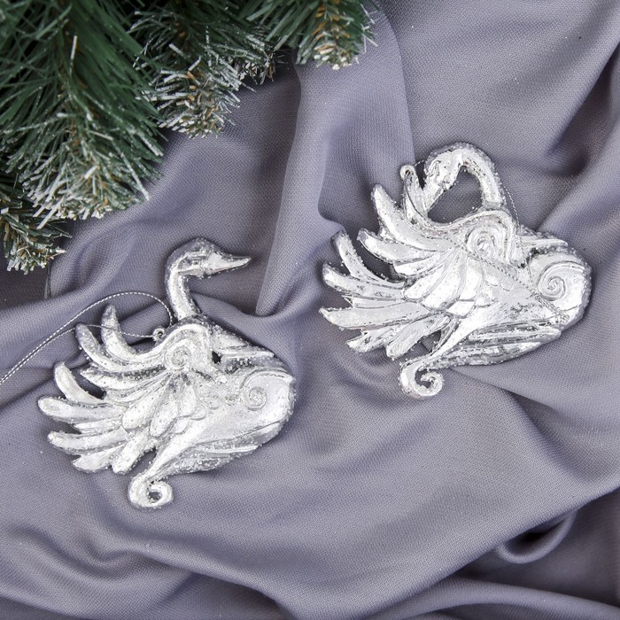 Ёлочная игрушка "Серебряная лебёдушка" микс