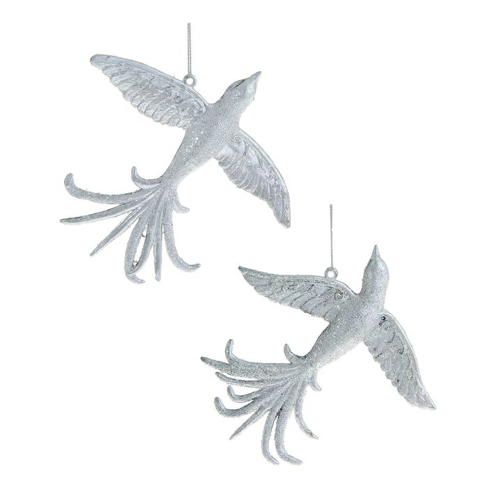 Ёлочная игрушка "Серебряная птица счастья" микс