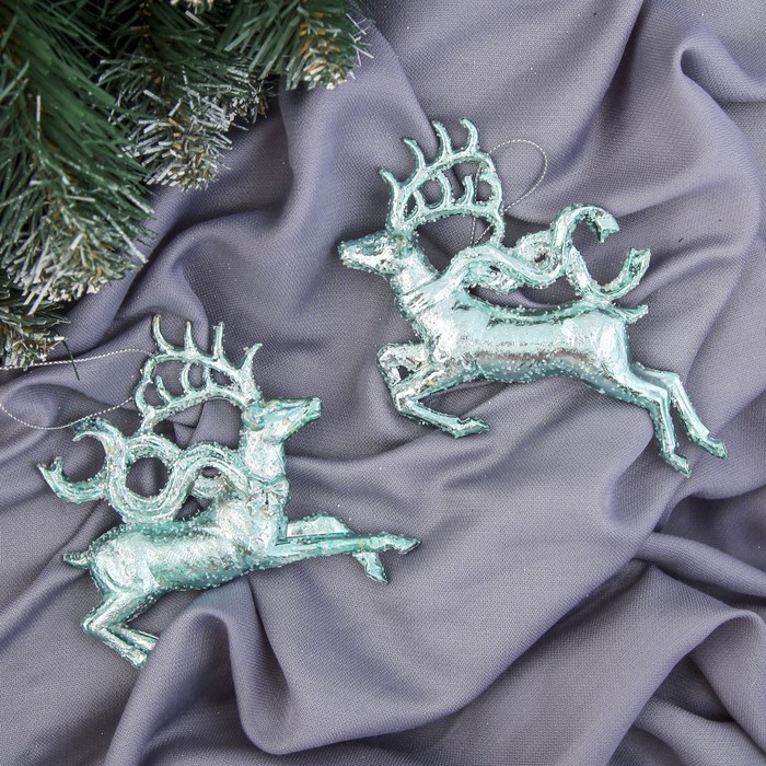 Ёлочная игрушка "Бирюзовый олень-король" микс