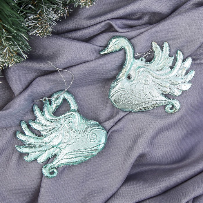 Ёлочная игрушка "Бирюзовая лебёдушка" микс