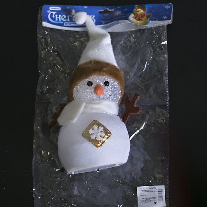 Игрушка световая "Снеговик со снежинкой" 15х25 см, 1 LED RGB, БЕЖЕВЫЙ