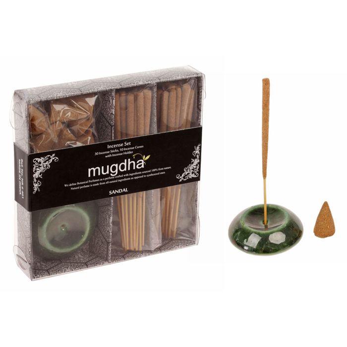 Ароманабор 30 палочек Масала "Сандал", 10 конусов, керамическая подставка