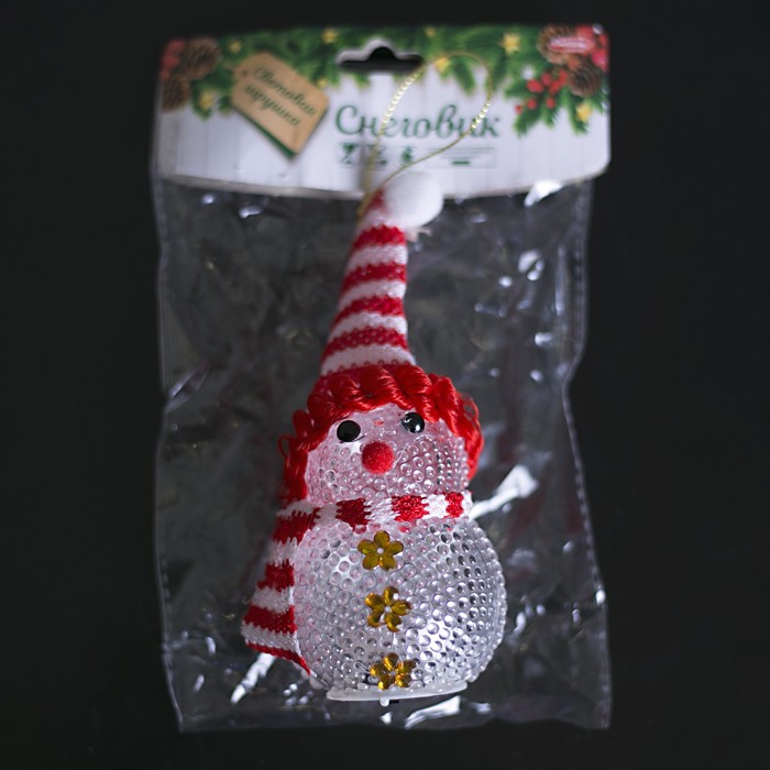 Игрушка световая "Снеговик" (батарейки в комплекте) 5х13 см, 1 LED RGB, КРАСНЫЙ