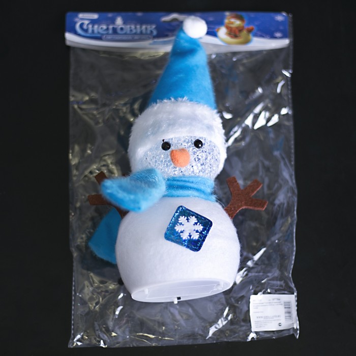 Игрушка световая "Снеговик со снежинкой" 15х25 см, 1 LED RGB, СИНИЙ