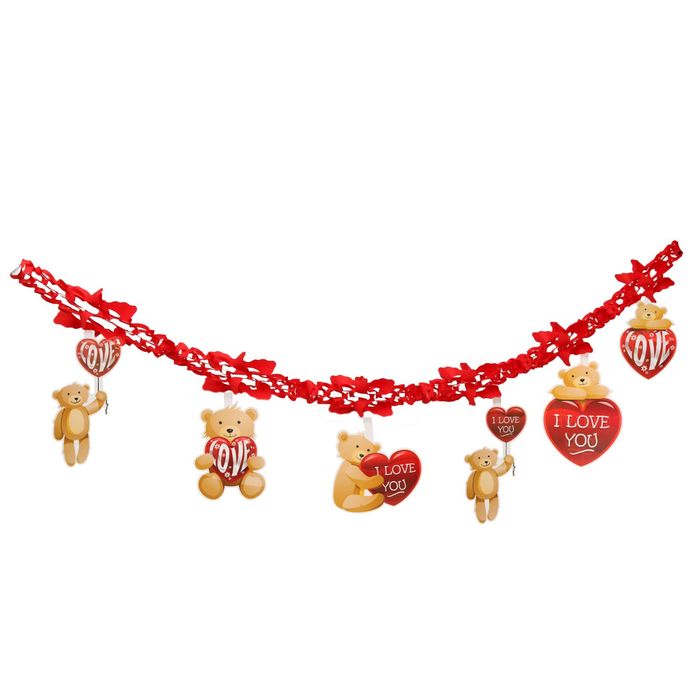 Гирлянда "Сердечки и мишки", 200 см