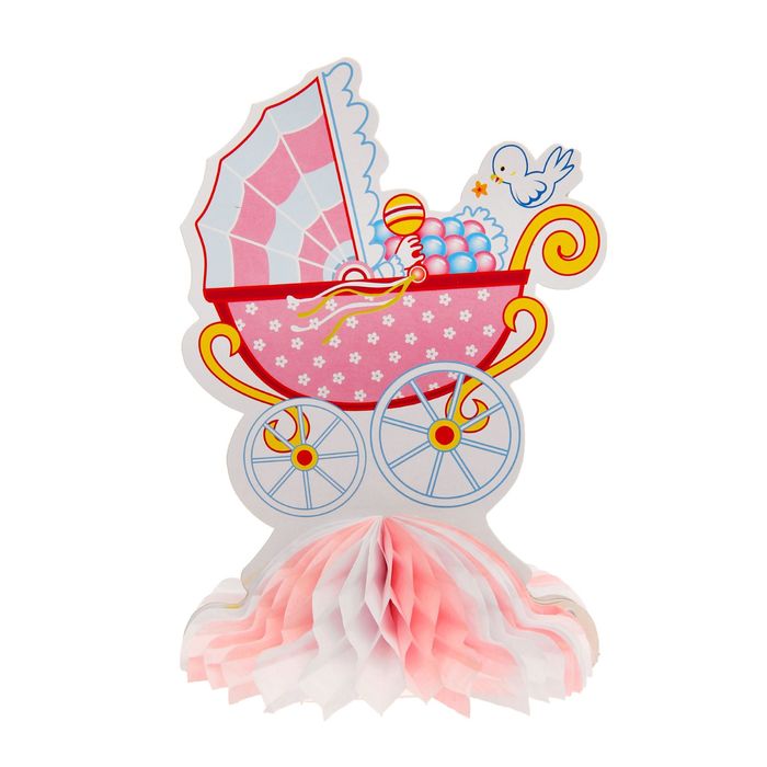Гирлянда бумажная "Коляска", цвет розовый