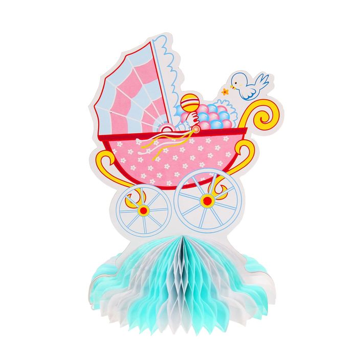 Гирлянда бумажная "Коляска", цвет голубой