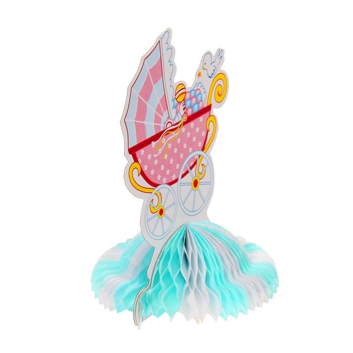 Гирлянда бумажная "Коляска", цвет голубой