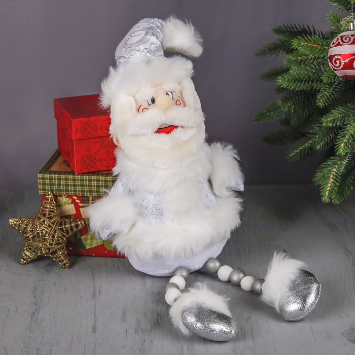 Мягкая игрушка "Дед Мороз" (кружевной, ножки-бусины, румяные щёчки)