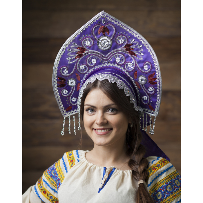 Карнавальный кокошник "Узоры", цвет фиолетовый