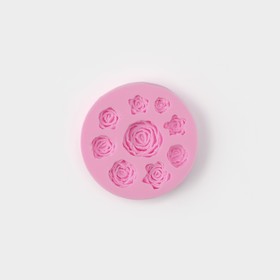 Молд Доляна «Круговорот роз», силикон, d=8 см, цвет розовый