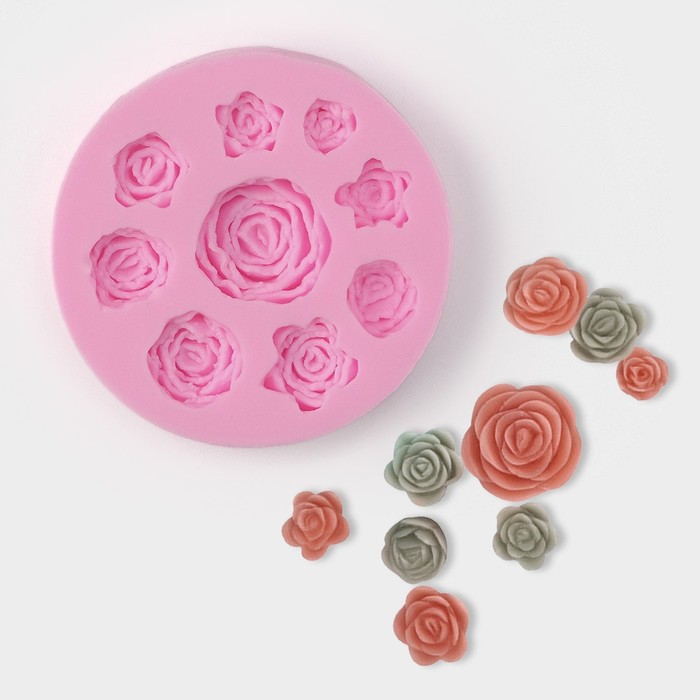 Молд Доляна «Круговорот роз», силикон, d=8 см, цвет розовый молд овощной микс d 8 см цвет розовый