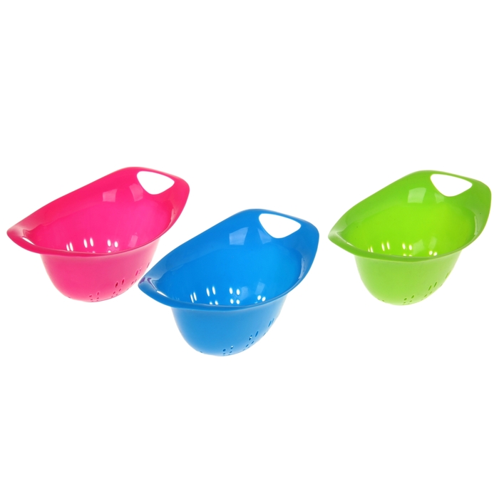 Дуршлаг овальный 22х14 см, с ручками, цвета МИКС