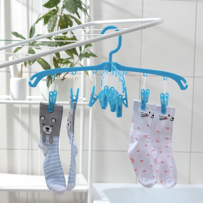 Сушилка для белья подвесная, 12 прищепок, цвет МИКС