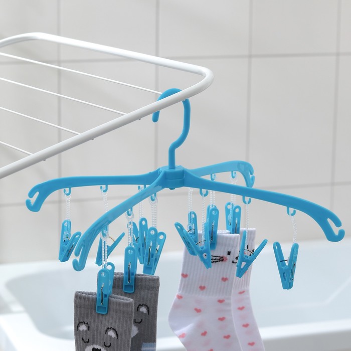 Сушилка для белья подвесная, 12 прищепок, цвет МИКС