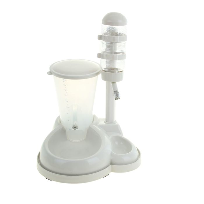 Комплекс для корма: миска+поилка (объём контейнера 1800 мл, объём поилки 500 мл), белый