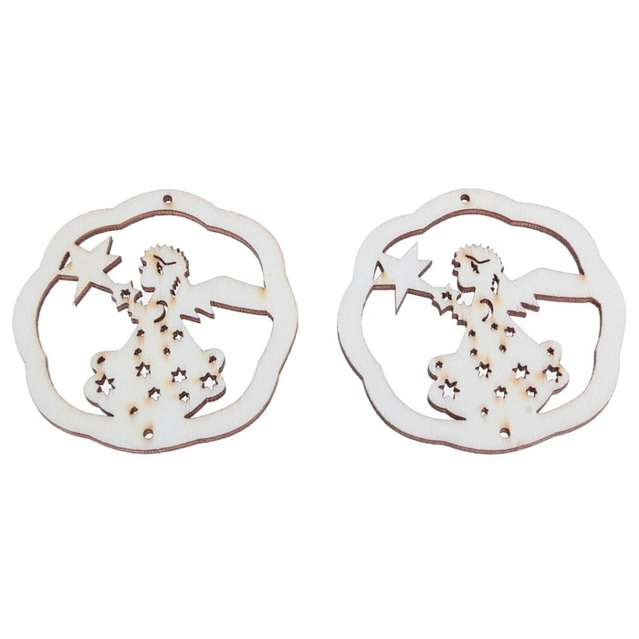 Подвеска новогодняя резная под роспись "Ангелочек", набор 2 шт.