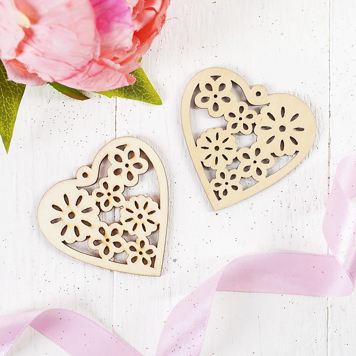 Подвеска резная под роспись "Любовь", (набор 2 шт,)