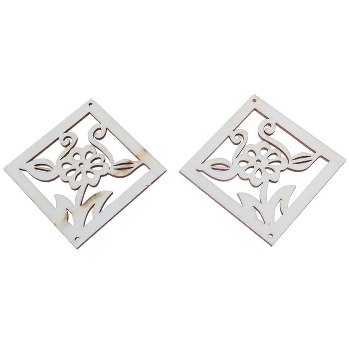 Подвеска резная под роспись "Полевой цветок",(набор 2 шт.)